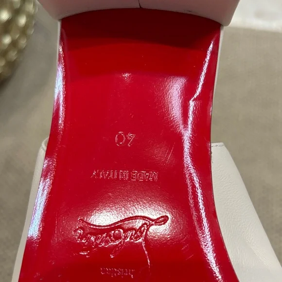 Christian Louboutin Beige Slingback Heels with Red Soles - Picture 2 of 5